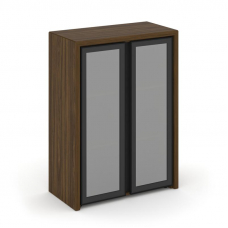 Corner Шкаф средний широкий COR.ST-2.4R Орех Лоренцо/Графит/Сатин/Черная Рама 900*450*1231