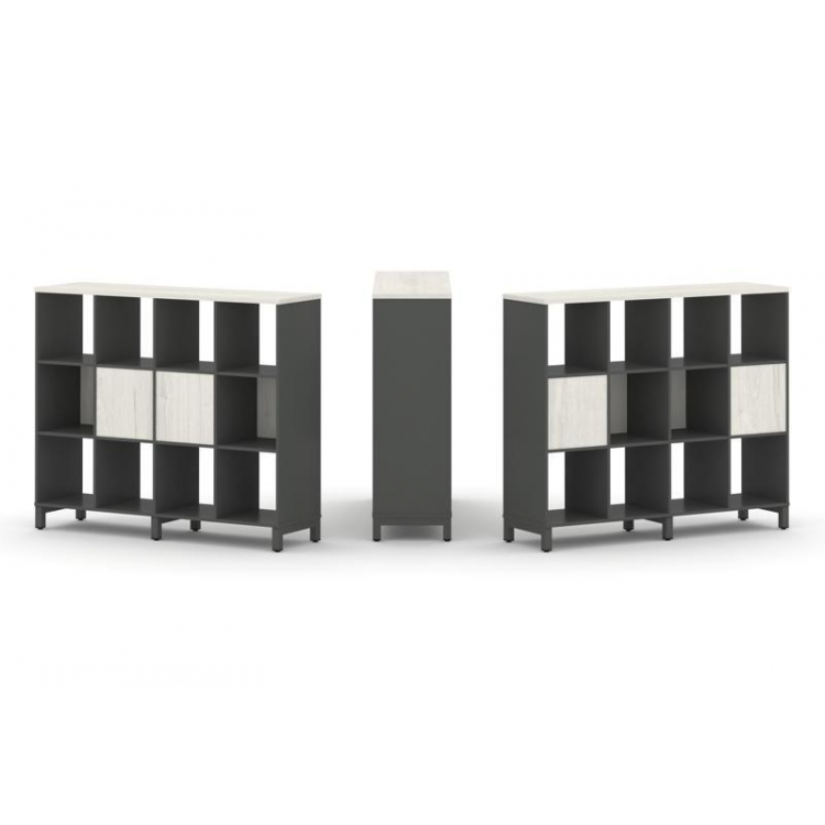 Style Project Набор стеллажа 2-х сторон., 3 яр. SN.NSD-341 Антрацит/Дуб Наварра/Металл Антрацит 1488