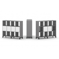 Стайл Проджект Набор стеллажа одностороннего, 3 яруса SN.NS-341 Серый Пепел/Белый/Металл Черный 1488