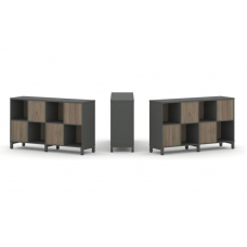 Style Project Набор стеллажа 2-х сторон., 2 яр. SN.NSD-241 Антрацит/Вяз Благородный/Металл Антрацит