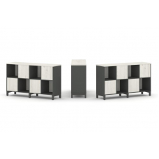 Style Project Набор стеллажа 2-х сторон., 2 яр. SN.NSD-241 Антрацит/Дуб Наварра/Металл Антрацит 1488