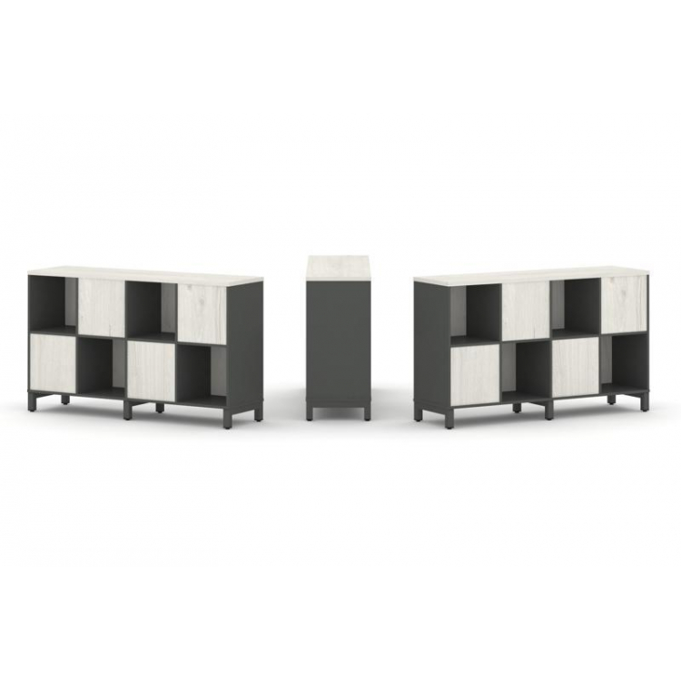 Style Project Набор стеллажа 2-х сторон., 2 яр. SN.NSD-241 Антрацит/Дуб Наварра/Металл Антрацит 1488