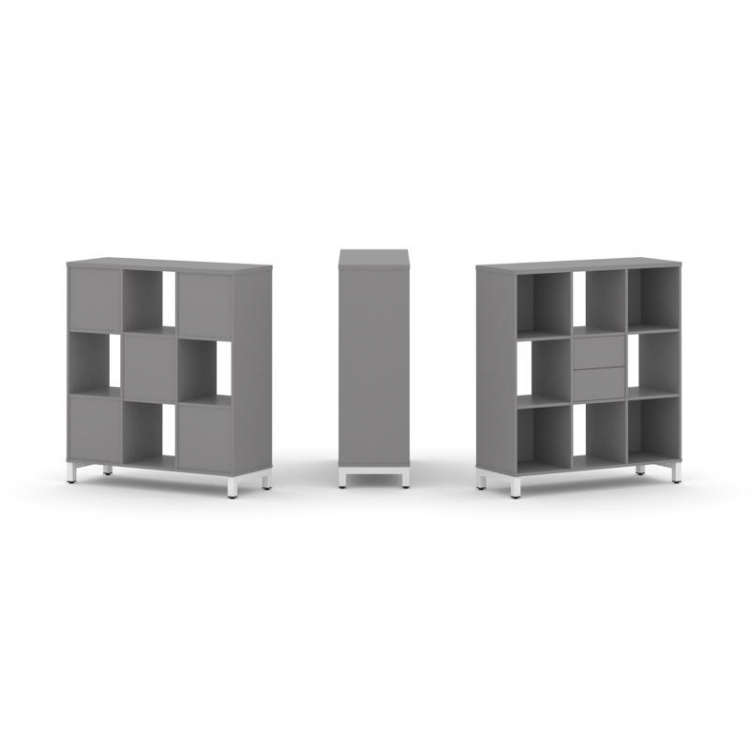 Стайл Проджект Набор стеллажа одностороннего, 3 яруса SN.NS-331 Серый Пепел/Металл Белый 1121*400*12