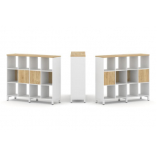Style Project Набор стеллажа 2-х сторон., 3 яр. SN.NSD-341 Белый/Тиквуд Светлый/Металл Белый 1488*40