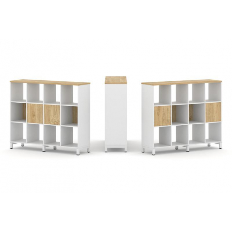 Style Project Набор стеллажа 2-х сторон., 3 яр. SN.NSD-341 Белый/Тиквуд Светлый/Металл Белый 1488*40