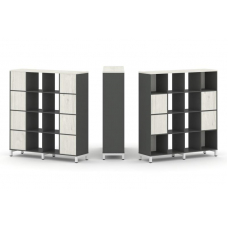 Style Project Набор стеллажа 1 сторон., 4 яр. SN.NS-441 Антрацит/Дуб Наварра/Металл Белый 1488*400*1