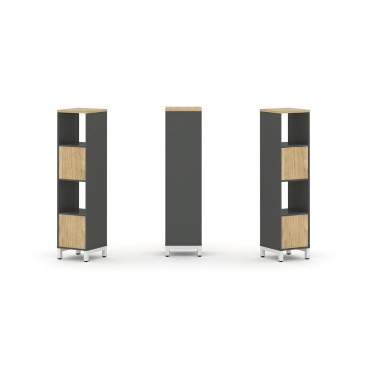 Style Project Набор стеллажа 1 сторон., 4 яр. SN.NS-411 Антрацит/Тиквуд Светлый/Металл Белый 387*400