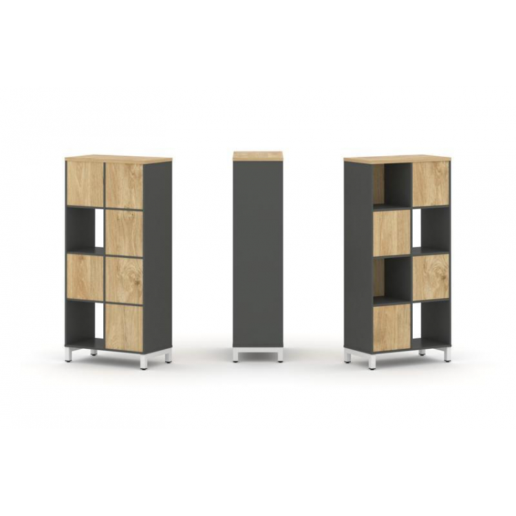 Style Project Набор стеллажа 1 сторон., 4 яр. SN.NS-421 Антрацит/Тиквуд Светлый/Металл Белый 754*400