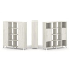 Style Project Набор стеллажа 1 сторон., 4 яр. SN.NS-441 Дуб Наварра/Металл Белый 1488*400*1615