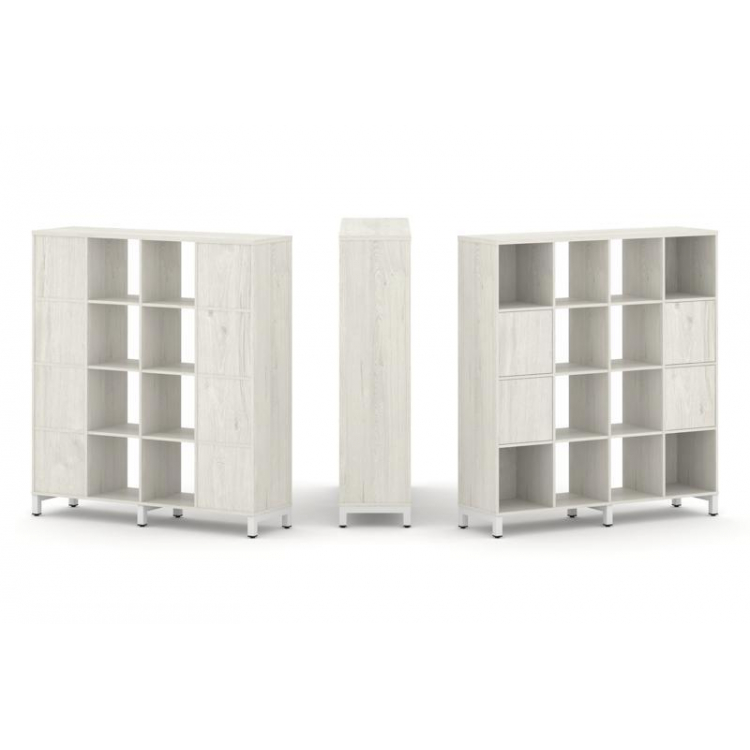 Style Project Набор стеллажа 1 сторон., 4 яр. SN.NS-441 Дуб Наварра/Металл Белый 1488*400*1615