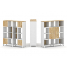 Style Project Набор стеллажа 2-х сторон., 4 яр. SN.NSD-441 Белый/Тиквуд Светлый/Металл Белый 1488*40