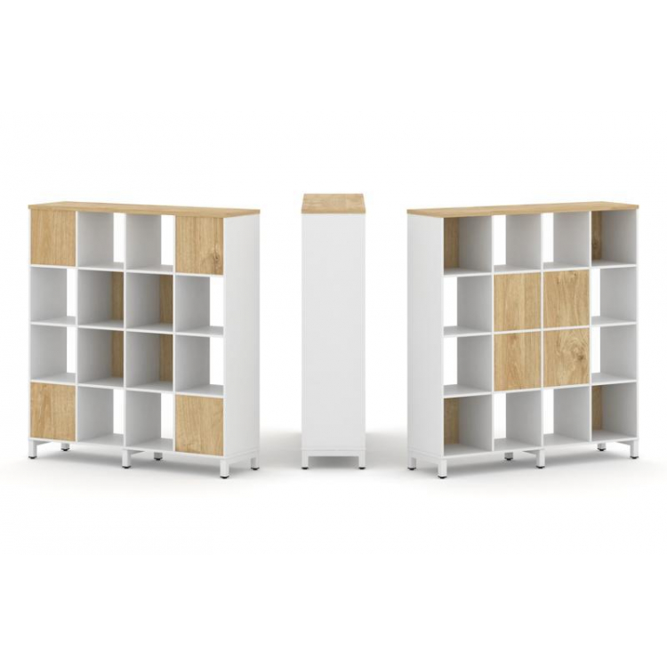 Style Project Набор стеллажа 2-х сторон., 4 яр. SN.NSD-441 Белый/Тиквуд Светлый/Металл Белый 1488*40