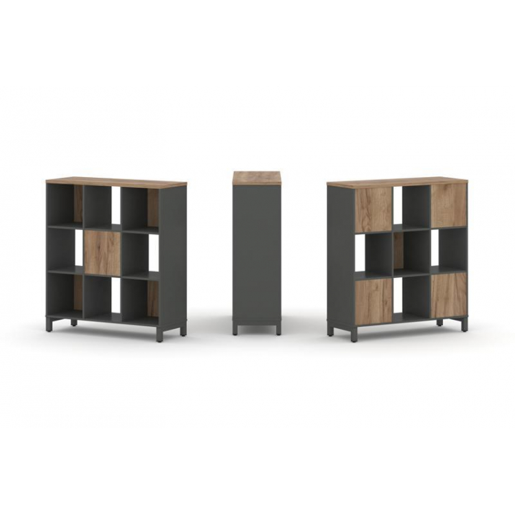 Style Project Набор стеллажа 2-х сторон., 3 яр. SN.NSD-331 Антрацит/Дуб Табак/Металл Антрацит 1121*4