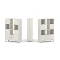 Style Project Набор стеллажа 2-х сторон., 4 яр. SN.NSD-431 Дуб Наварра/Металл Белый 1121*400*1615