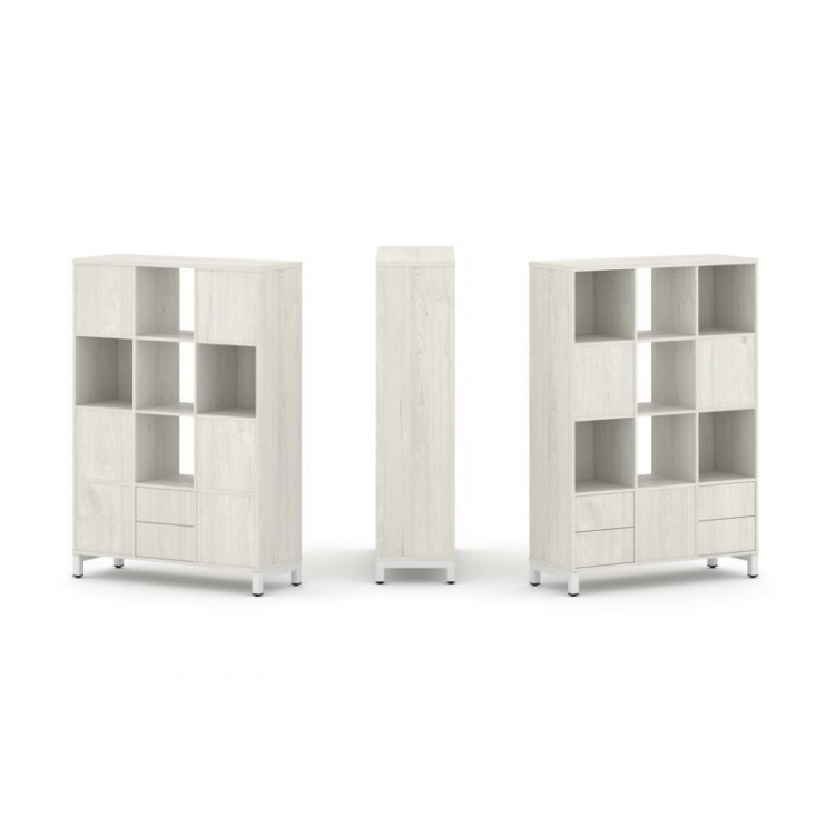 Style Project Набор стеллажа 2-х сторон., 4 яр. SN.NSD-431 Дуб Наварра/Металл Белый 1121*400*1615