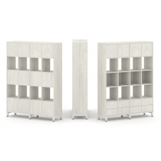 Style Project Набор стеллажа 1 сторон., 5 яр. SN.NS-541 Дуб Наварра/Металл Белый 1488*400*1982