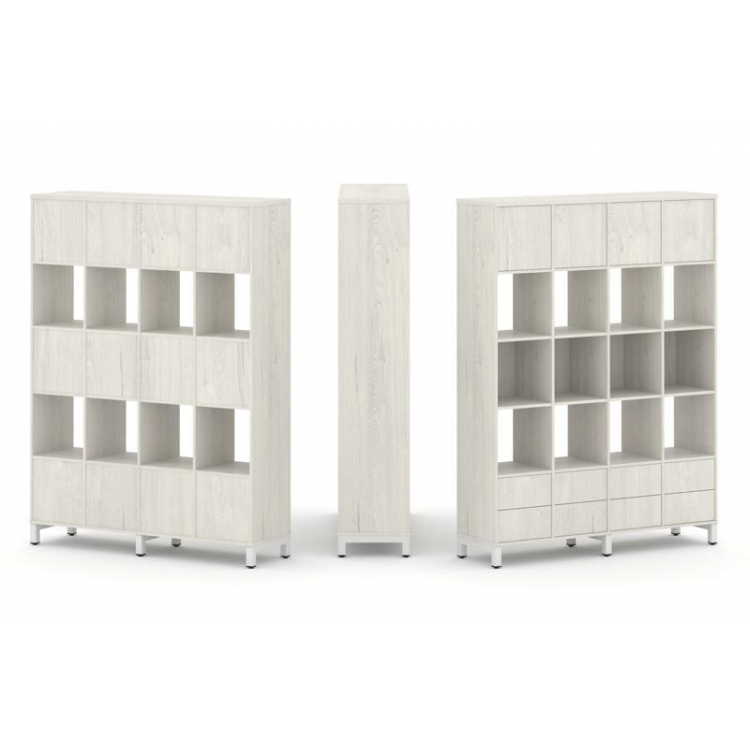 Style Project Набор стеллажа 1 сторон., 5 яр. SN.NS-541 Дуб Наварра/Металл Белый 1488*400*1982