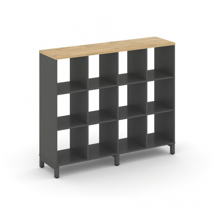 Style Project Каркас стеллажа 3 яр. SN.KS-340 Антрацит/Тиквуд Светлый/Металл Антрацит 1488*400*1248