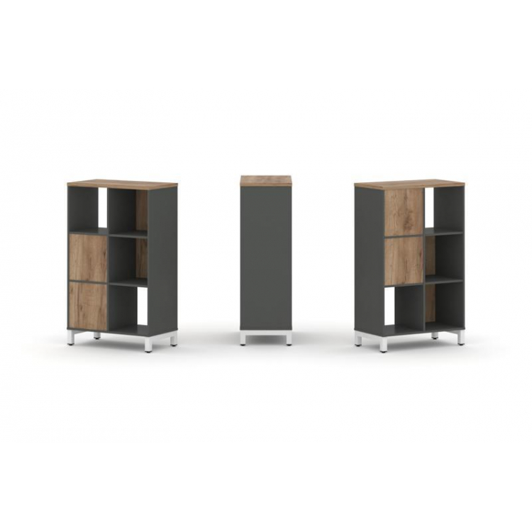 Style Project Набор стеллажа 2-х сторон., 3 яр. SN.NSD-321 Антрацит/Дуб Табак/Металл Белый 754*400*1