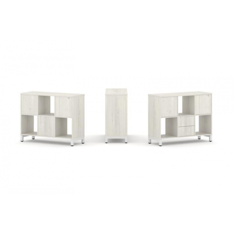 Style Project Набор стеллажа 1 сторон., 2 яр. SN.NS-231 Дуб Наварра/Металл Белый 1121*400*881