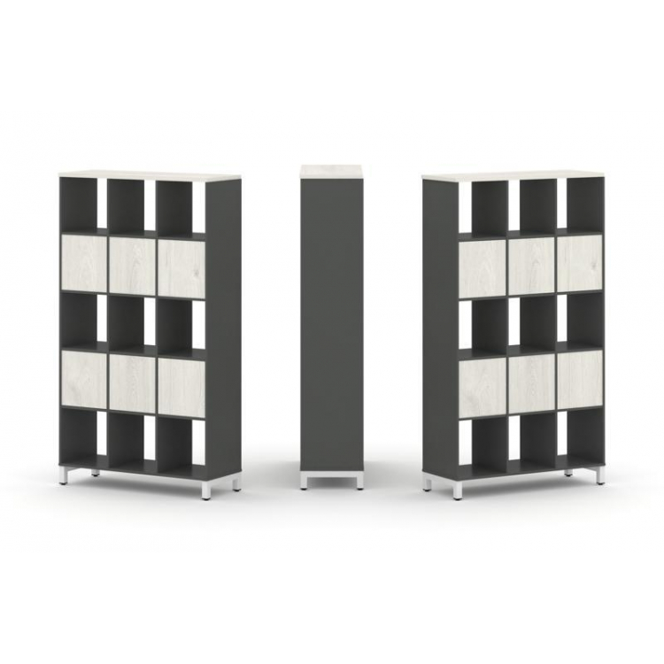 Style Project Набор стеллажа 2-х сторон., 5 яр. SN.NSD-531 Антрацит/Дуб Наварра/Металл Белый 1121*40