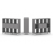 Стайл Проджект Набор стеллажа одностороннего, 3 яруса SN.NS-341 Серый Пепел/Металл Белый 1488*400*12