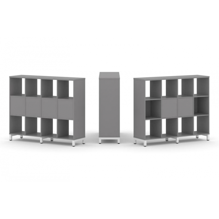 Стайл Проджект Набор стеллажа одностороннего, 3 яруса SN.NS-341 Серый Пепел/Металл Белый 1488*400*12