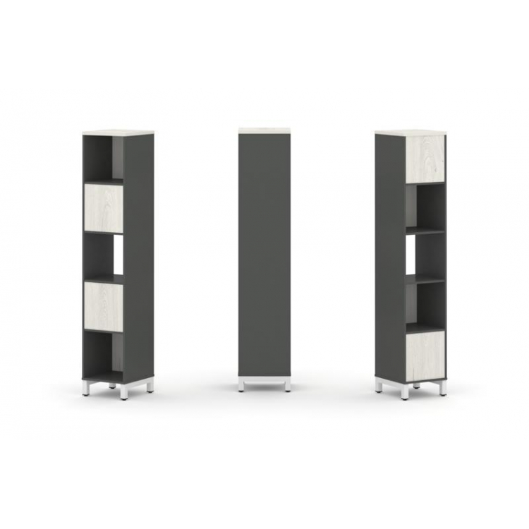 Style Project Набор стеллажа 2-х сторон., 5 яр. SN.NSD-511 Антрацит/Дуб Наварра/Металл Белый 387*400