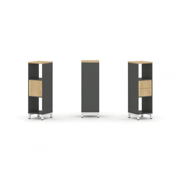 Style Project Набор стеллажа 1 сторон., 3 яр. SN.NS-311 Антрацит/Тиквуд Светлый/Металл Белый 387*400