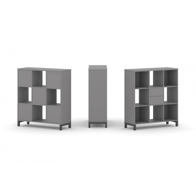 Стайл Проджект Набор стеллажа одностороннего, 3 яруса SN.NS-331 Серый Пепел/Металл Антрацит 1121*400