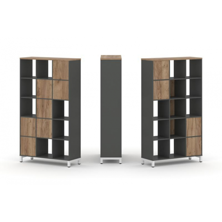 Style Project Набор стеллажа 1 сторон., 5 яр. SN.NS-531 Антрацит/Дуб Табак/Металл Белый 1121*400*198