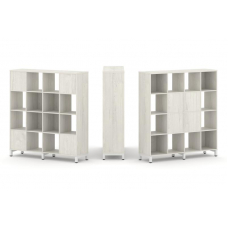 Style Project Набор стеллажа 2-х сторон., 4 яр. SN.NSD-441 Дуб Наварра/Металл Белый 1488*400*1615