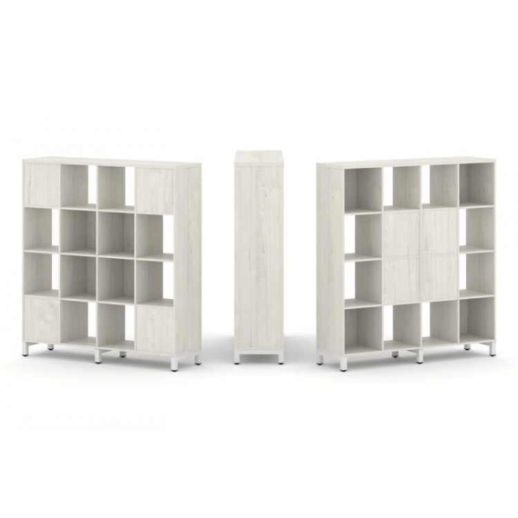 Style Project Набор стеллажа 2-х сторон., 4 яр. SN.NSD-441 Дуб Наварра/Металл Белый 1488*400*1615