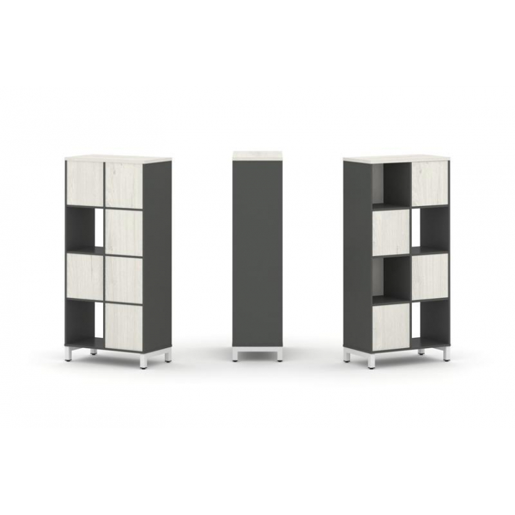 Style Project Набор стеллажа 1 сторон., 4 яр. SN.NS-421 Антрацит/Дуб Наварра/Металл Белый 754*400*16