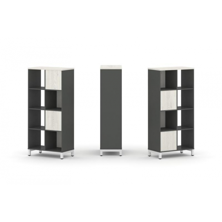 Style Project Набор стеллажа 2-х сторон., 4 яр. SN.NSD-421 Антрацит/Дуб Наварра/Металл Белый 754*400