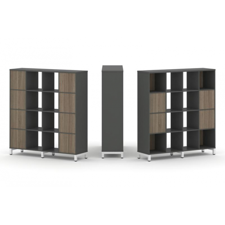 Style Project Набор стеллажа 1 сторон., 4 яр. SN.NS-441 Антрацит/Вяз Благородный/Металл Белый 1488*4