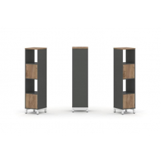 Style Project Набор стеллажа 1 сторон., 4 яр. SN.NS-411 Антрацит/Дуб Табак/Металл Белый 387*400*1615