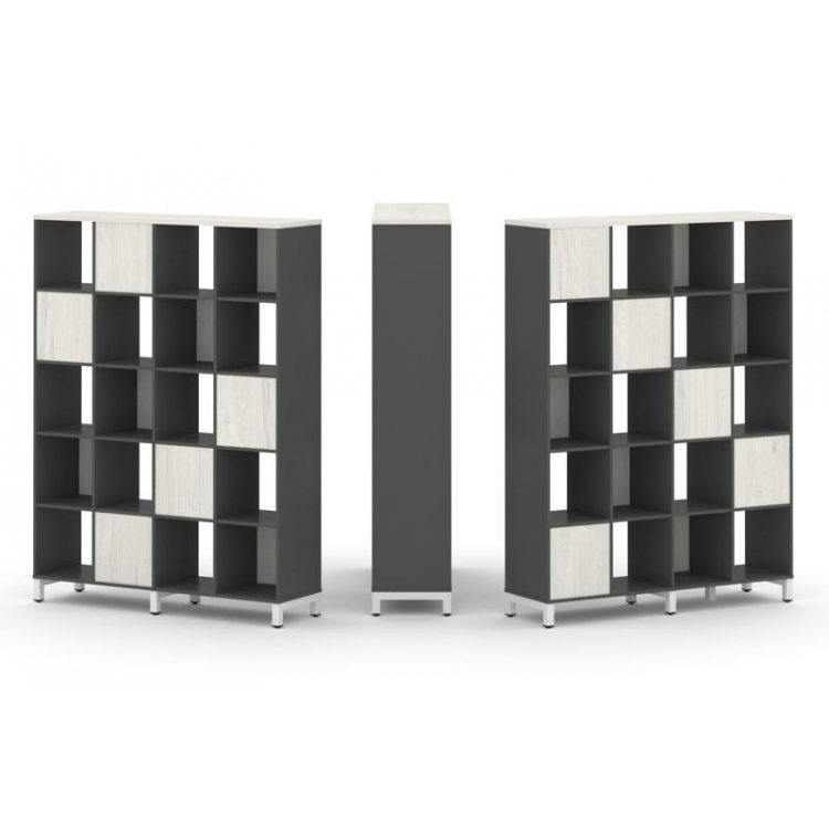 Style Project Набор стеллажа 2-х сторон., 5 яр. SN.NSD-541 Антрацит/Дуб Наварра/Металл Белый 1488*40