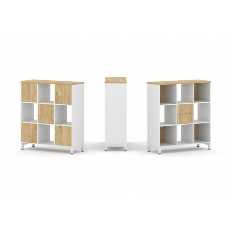 Style Project Набор стеллажа 1 сторон., 3 яр. SN.NS-331 Белый/Тиквуд Светлый/Металл Белый 1121*400*1