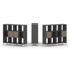 Style Project Набор стеллажа 2-х сторон., 3 яр. SN.NSD-341 Антрацит/Вяз Благородный/Металл Белый 148