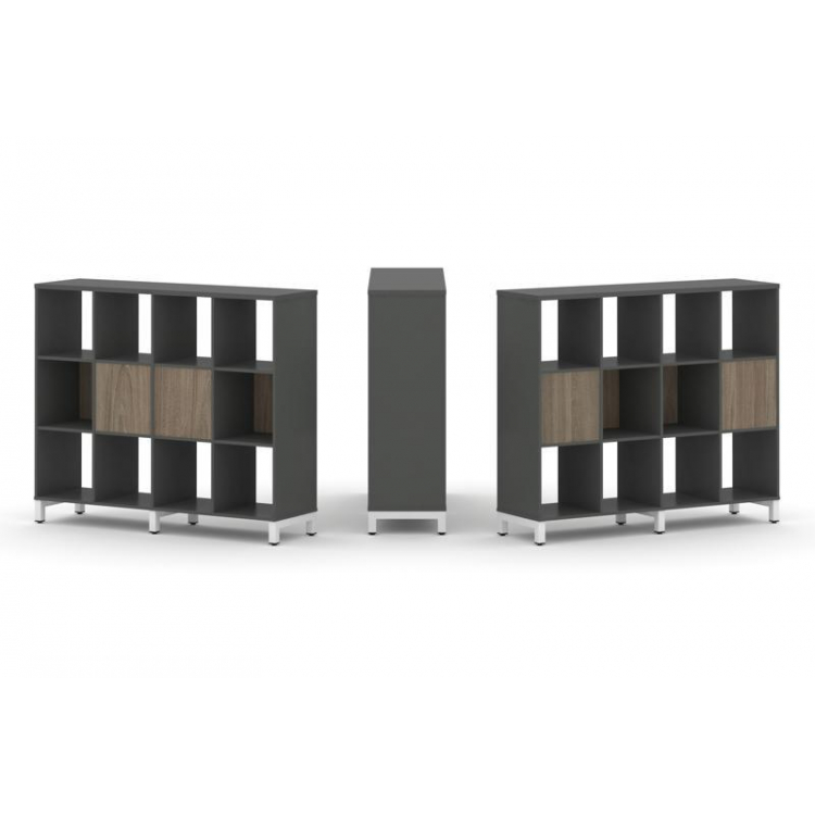 Style Project Набор стеллажа 2-х сторон., 3 яр. SN.NSD-341 Антрацит/Вяз Благородный/Металл Белый 148