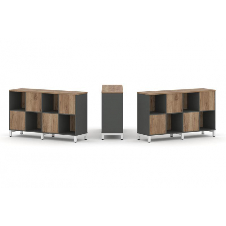 Style Project Набор стеллажа 2-х сторон., 2 яр. SN.NSD-241 Антрацит/Дуб Табак/Металл Белый 1488*400*