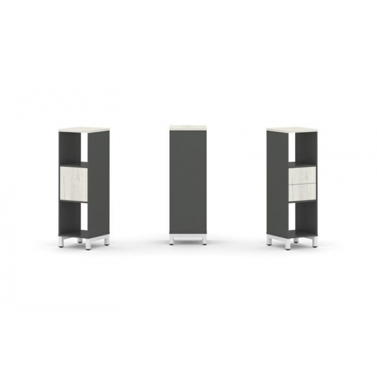 Style Project Набор стеллажа 1 сторон., 3 яр. SN.NS-311 Антрацит/Дуб Наварра/Металл Белый 387*400*12