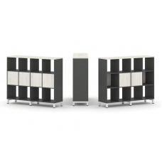 Style Project Набор стеллажа 1 сторон., 3 яр. SN.NS-341 Антрацит/Дуб Наварра/Металл Белый 1488*400*1