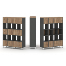 Style Project Набор стеллажа 1 сторон., 5 яр. SN.NS-541 Антрацит/Дуб Табак/Металл Белый 1488*400*198