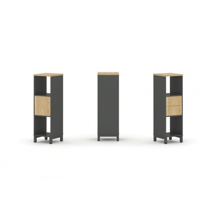 Style Project Набор стеллажа 1 сторон., 3 яр. SN.NS-311 Антрацит/Тиквуд Светлый/Металл Антрацит 387*
