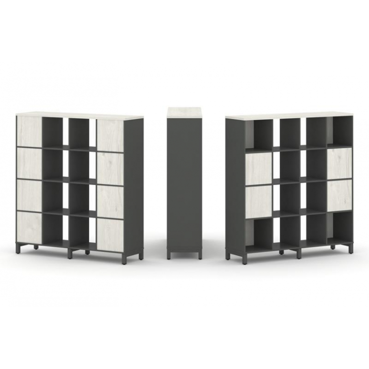 Style Project Набор стеллажа 1 сторон., 4 яр. SN.NS-441 Антрацит/Дуб Наварра/Металл Антрацит 1488*40