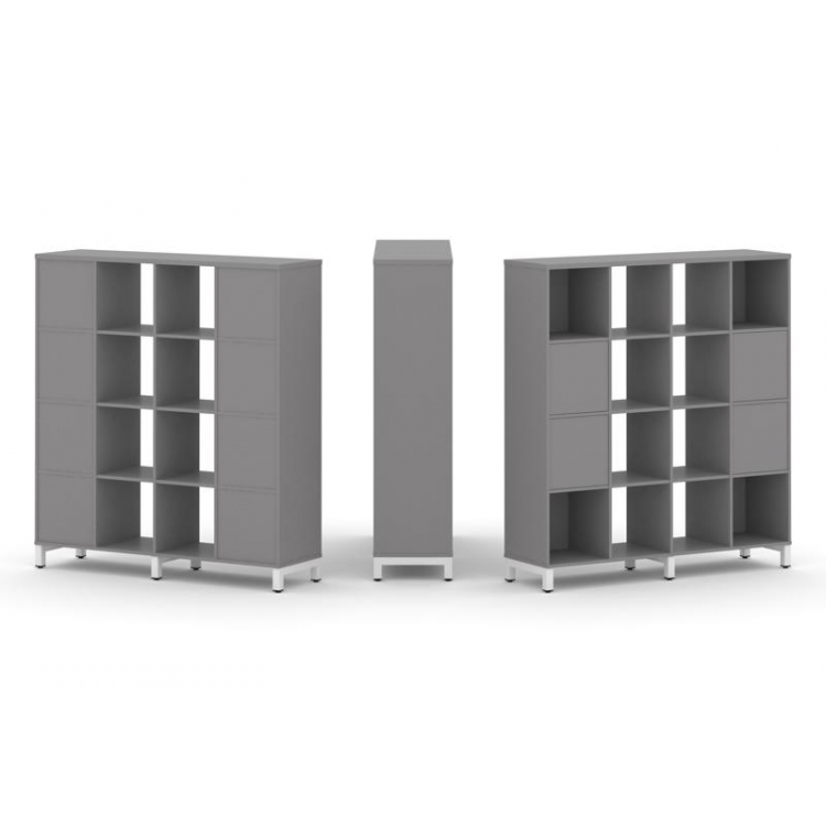 Стайл Проджект Набор стеллажа одностороннего, 4 яруса SN.NS-441 Серый Пепел/Металл Белый 1488*400*16