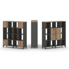 Style Project Набор стеллажа 2-х сторон., 4 яр. SN.NSD-441 Антрацит/Дуб Табак/Металл Антрацит 1488*4