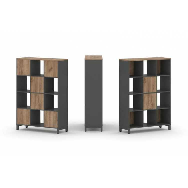 Style Project Набор стеллажа 1 сторон., 4 яр. SN.NS-431 Антрацит/Дуб Табак/Металл Антрацит 1121*400*